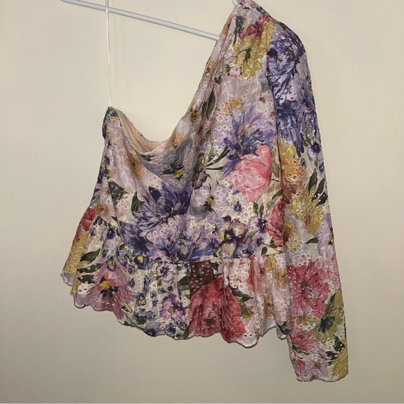 NWT Express Eyelet Floral One Shoulder Top - Picture 2 of 5